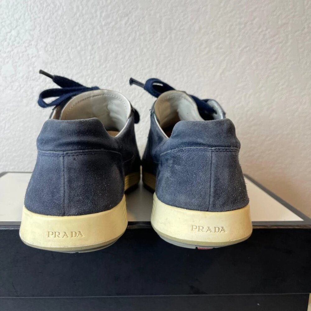 Prada 2646 Navy Blue Suede Casual Sneaker Shoes Low Top Men's 9.5 UK/10.5 US - Picture 6 of 13
